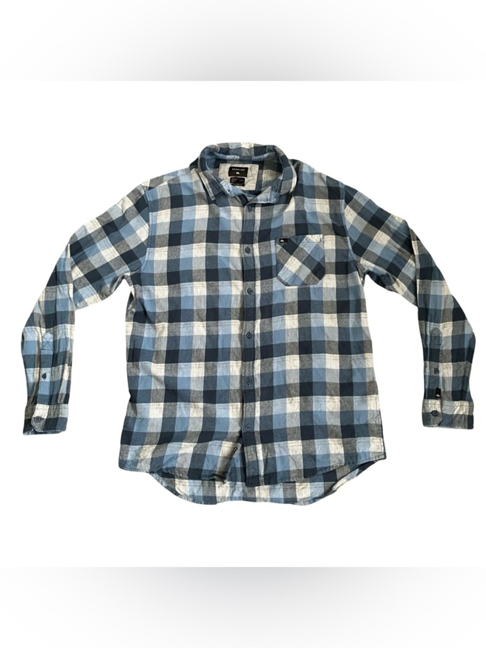 Quick Silver Men's Flannel Shirt L/G/G Plaid Button Up Long Sleeve Blue Plaid